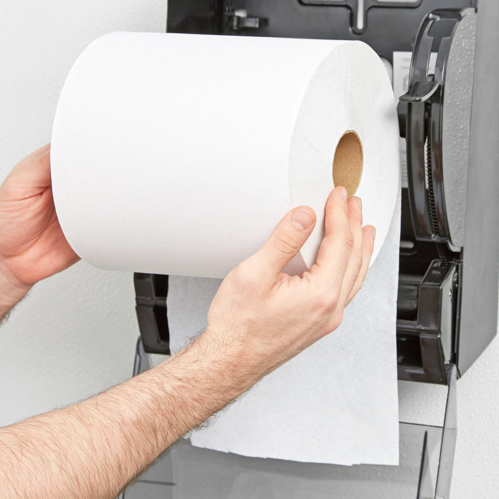 800' Ecosoft White Hardwound Roll Towel in Hardwound Roll To